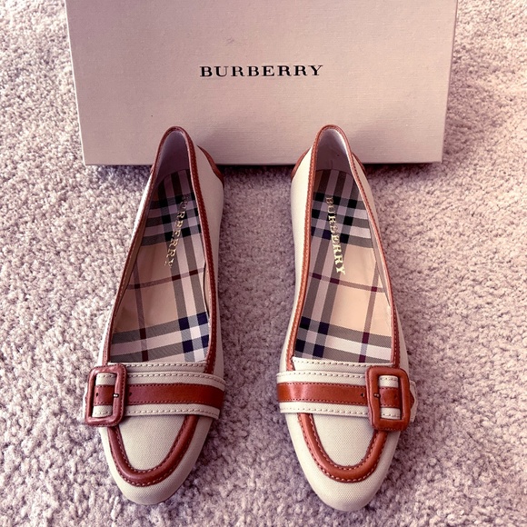 Burberry Shoes - Burberry Canvas and Leather Buckle Flats